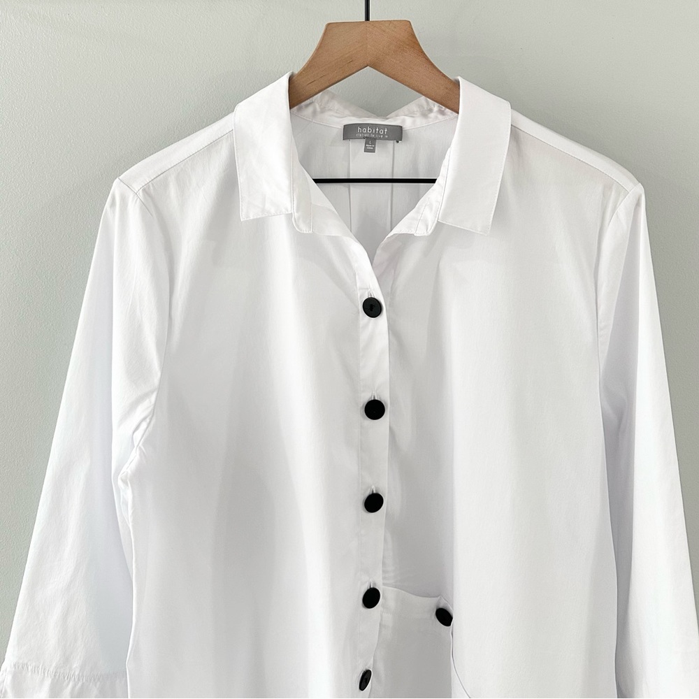 Habitat Asymmetric Hem Button Front Tunic White S… - image 3